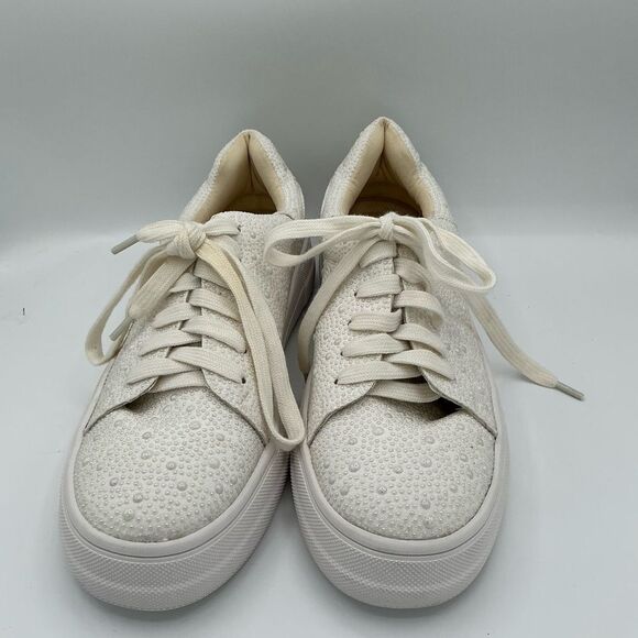 Elegant White Pearl Women's Sneakers size 8.5 New - Picture 2 of 6